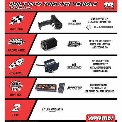 ARA2104T2 MOJAVE GROM MEGA 380 Brushed 4X4 Small Scale Desert Truck RTR with Battery & Charger, Blue/White