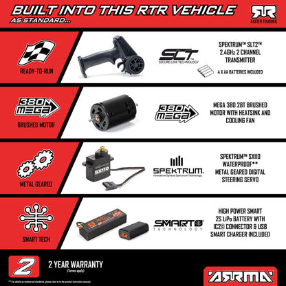 Arrma Gorgon Grom Small Scale 4WD Monster Truck Red - ARA2130T2