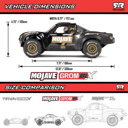 MOJAVE GROM 223S BLX Brushless 4X4 Small Scale Desert Truck RTR with DSC, Black ARA20304T1