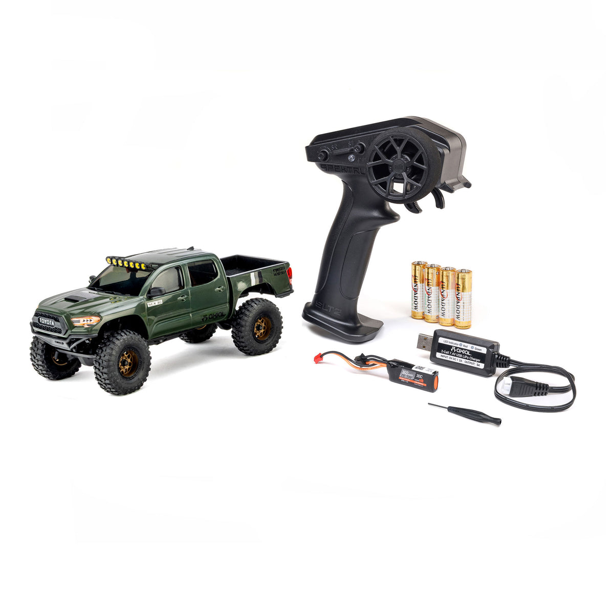 Axial SCX30 Toyota Tacoma TRD Pro Extreme Off-Road Edition 4X4 RTR Brushed Rock Crawler w/2.4GHz Radio, Battery & Charger (Green) - AXI-3289T1