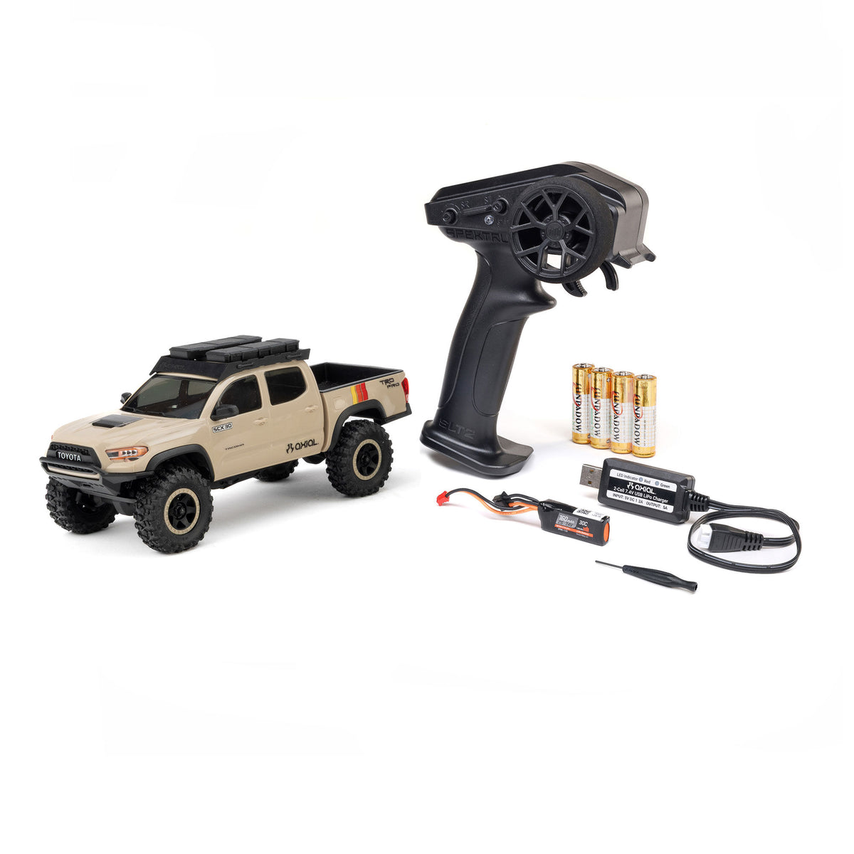 Axial SCX30 Toyota Tacoma TRD Pro Overland Edition 4X4 RTR Brushed Rock Crawler w/2.4GHz Radio, Battery & Charger (Tan) - AXI-3289T2