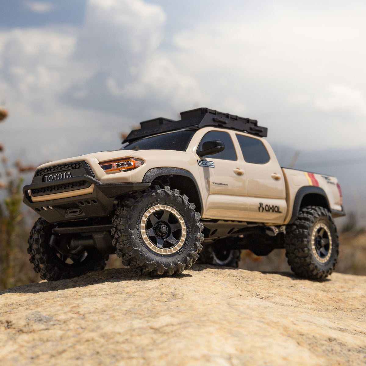 Axial SCX30 Toyota Tacoma TRD Pro Overland Edition 4X4 RTR Brushed Rock Crawler w/2.4GHz Radio, Battery & Charger (Tan) - AXI-3289T2