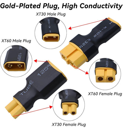 RC Connectors XT30 to XT60 Male & Female Adapters (2)