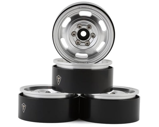 Treal Hobby Type G 1.9" Vintage Wagon Beadlock Wheels (Silver) (4) (129.5g) - TLHTWHEEL-154