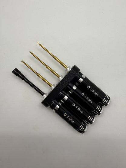 HoustonRC Tools - MiniZ Essentials Kit - Black Edition (0.9mm hex, 1.3mm hex, 1.5mm hex, 4.5mm Nut Driver)