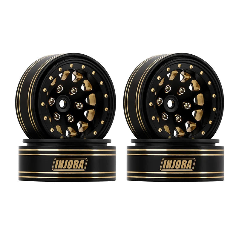 Injora 1.3” Brass Beadlock Wheels for 1/24 or 1/18 RC Crawler - YQW-1301BGD