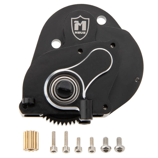 MEUS Racing SCX24 Brushless Transmission Aluminum Complete Gearbox for 1/24 SCX24 AX24 (Black)