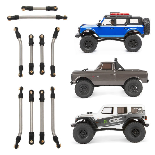 Meus Racing Stainless Steel High Clearance Chassis Links Steering Links Set 10pcs 132mm Wheelbase for 1/24 Rock Crawlers like SCX24 Basecamp | C10 | JLU | Bronco | 4Runner