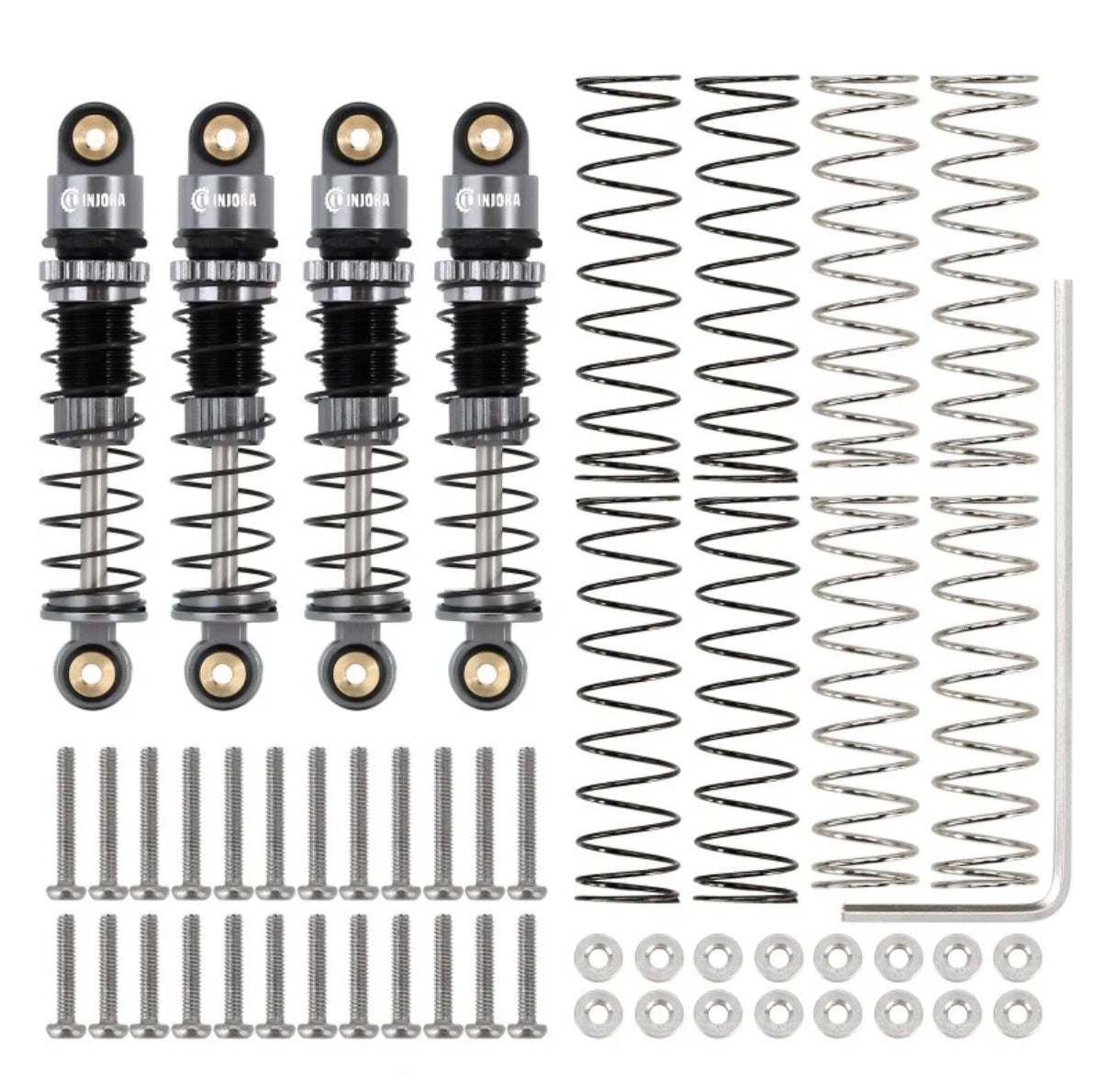 INJORA 39mm Oil Shocks for 1/24 SCX24 - Grey