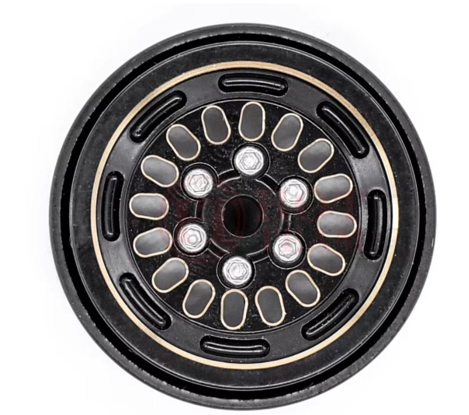 Houston RC Brass Beadlock Wheels (Black/Gold) for 1/32-1/18 Crawlers - HRCKRSCX24085
