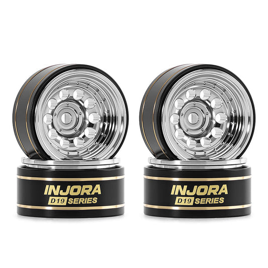 INJORA D19 0.7" Brass Beadlock Wheels for 1/30 Axial SCX30, Chrome-Plated / Black-Plated (W7016) - W7016SR-19