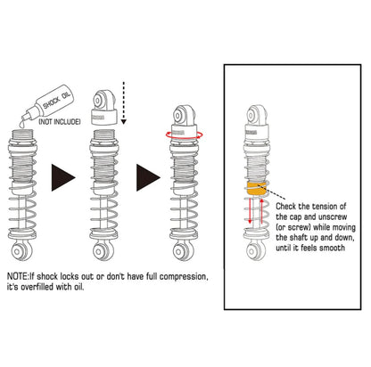 SCX24-131RB-4 INJORA 39mm Oil Shocks for 1/24 SCX24 - Red