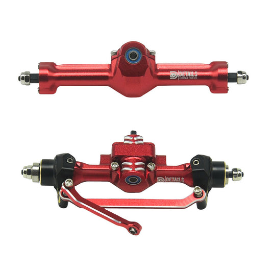 Houston RC SCX30 Aluminum Front & Rear Axles (Red) with Brass Knuckles, Steering Links, Upgraded Gears, etc. - DTSCX3012R