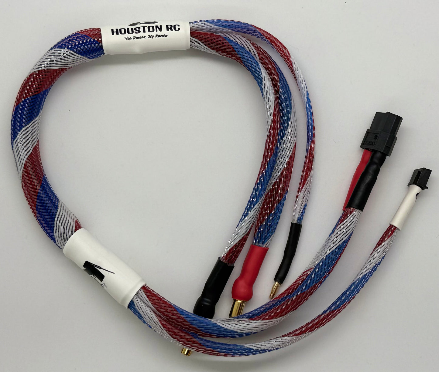 HoustonRC 2S 18” XT60 to 4-5mm Bullet Charge Leads RedWhiteBlue