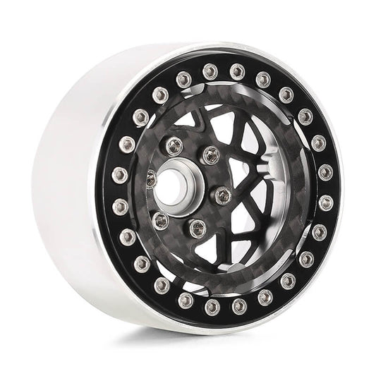 INJORA 1.9" Carbon Fiber & Aluminum -10mm Offset Wheels for 1/10 RC Crawlers (W1952) - DGW-1952BK