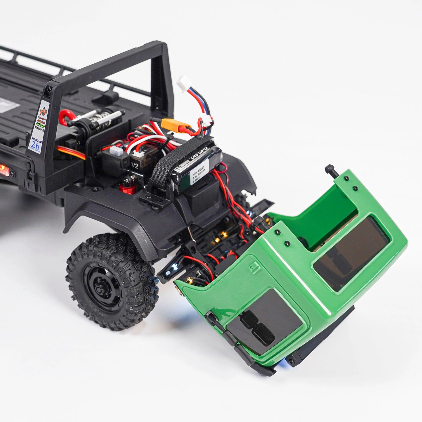 HobbyPlus CR18P Arktos 6X6 - V1.5 RTR 1/18 Micro Rock Crawler Flatbed Hauler (Green) w/2.4GHz Radio, Battery & Charger