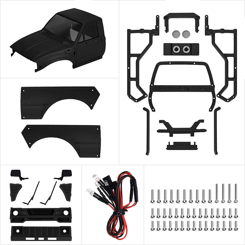 INJORA IR60-24BK Pickup Hard Body for 1/24 SCX24 C10 JLU Bronco Base Camp 4Runner Black
