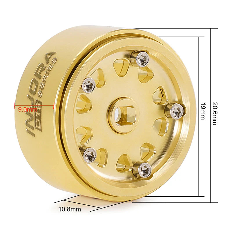 INJORA 0.7" D19 Brass Beadlock Wheels for 1/30 SCX30 (W7007) - W7007BR-19