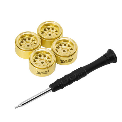 INJORA 0.7" D19 Brass Beadlock Wheels for 1/30 SCX30 (W7007) - W7007BR-19