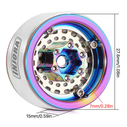 DGW-1055CL INJORA Turbine 1.0" Aluminum Beadlock Wheels for 1/18 1/24 RC Crawler (W1055) - Rainbow Color