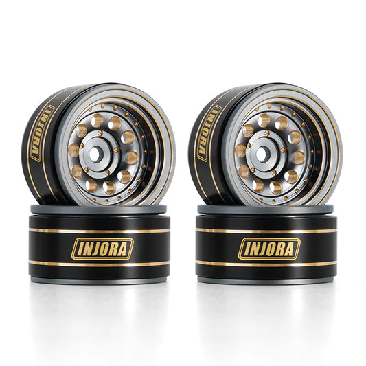 YQW-1008GL INJORA 1.0" 39g/pcs Brass Beadlock Wheels Negative Offset 2.65mm for 1/24 1/18 RC Crawlers - Gray