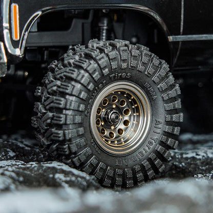 YQW-1008GL INJORA 1.0" 39g/pcs Brass Beadlock Wheels Negative Offset 2.65mm for 1/24 1/18 RC Crawlers - Gray