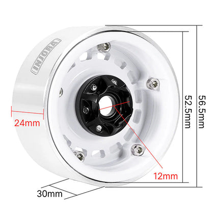 INJORA 1.9" CNC Aluminum - 10mm Offset Wheels for  1/10 Scale RC Crawler - DGW-1903WH
