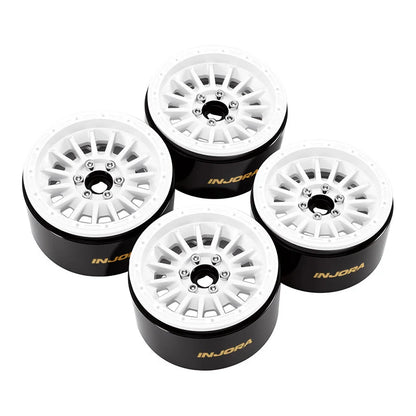INJORA White color 2.2” Beadlock Wheel (W2259) w/Brass & Aluminum centers - DGW-2259WH