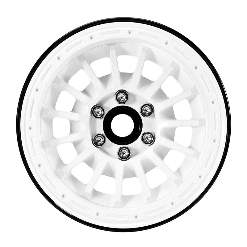 INJORA White color 2.2” Beadlock Wheel (W2259) w/Brass & Aluminum centers - DGW-2259WH
