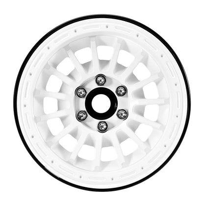 INJORA White color 2.2” Beadlock Wheel (W2259) w/Brass & Aluminum centers - DGW-2259WH