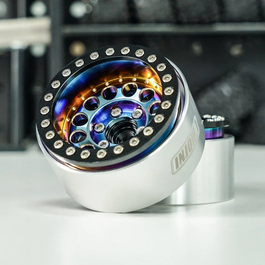 DGW-1957RW INJORA 1.9" Super Heavy Brass & Aluminum Beadlock Wheels Offset -10mm for 1/10 RC Crawlers (4) (W1957) - Rainbow Color