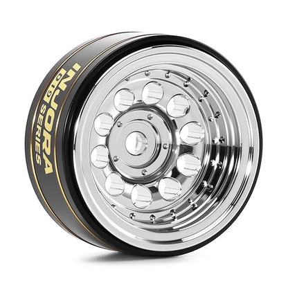 INJORA D19 0.7" Brass Beadlock Wheels for 1/30 Axial SCX30, Chrome-Plated / Black-Plated (W7016) - W7016SR-19