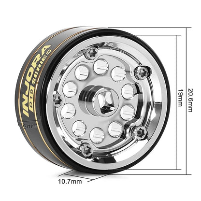 INJORA D19 0.7" Brass Beadlock Wheels for 1/30 Axial SCX30, Chrome-Plated / Black-Plated (W7016) - W7016SR-19