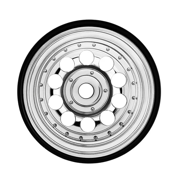 INJORA D19 0.7" Brass Beadlock Wheels for 1/30 Axial SCX30, Chrome-Plated / Black-Plated (W7016) - W7016SR-19