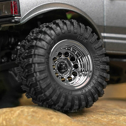INJORA D19 0.7" Brass Beadlock Wheels for 1/30 Axial SCX30, Chrome-Plated / Black-Plated (W7016) - W7016SR-19