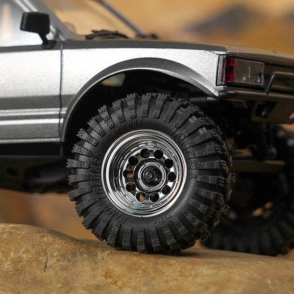 INJORA D19 0.7" Brass Beadlock Wheels for 1/30 Axial SCX30, Chrome-Plated / Black-Plated (W7016) - W7016SR-19
