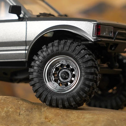 INJORA D19 0.7" Brass Beadlock Wheels for 1/30 Axial SCX30, Chrome-Plated / Black-Plated (W7016) - W7016SR-19