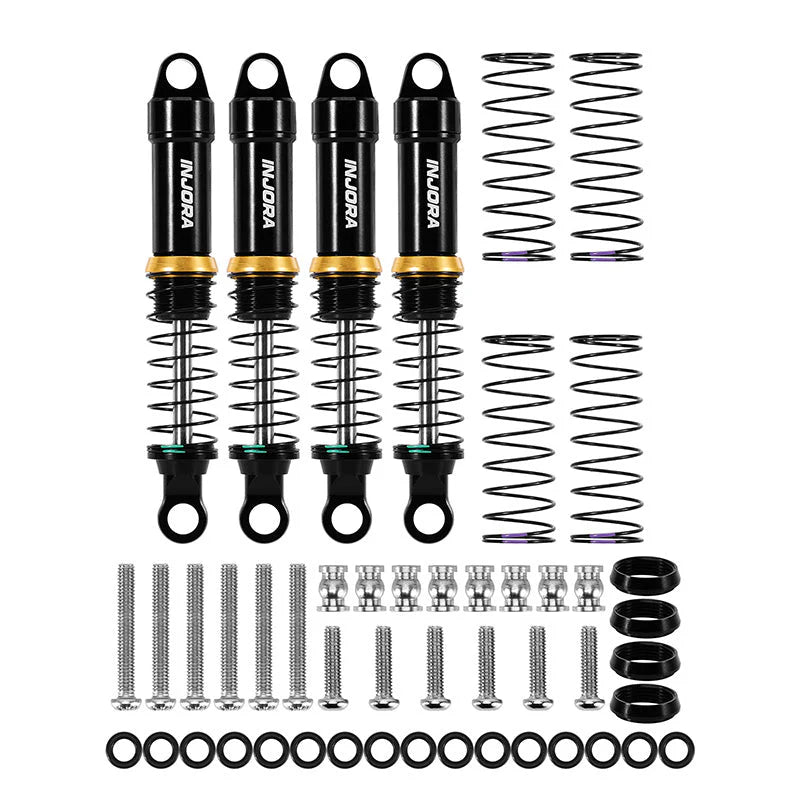 INJORA LS 59mm Aluminum Oil Shocks for 1/18 TRX4M - 4pcs Black - 4M-122BK