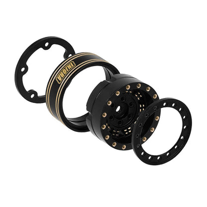 Injora 1.3” 81g/pcs Super Heavy Brass -5.25mm Offset Beadlock Wheels for 1/24 or 1/18 RC Crawler - YQW-1305BGD