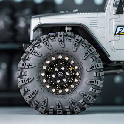 Injora 1.3” 81g/pcs Super Heavy Brass -5.25mm Offset Beadlock Wheels for 1/24 or 1/18 RC Crawler - YQW-1305BGD