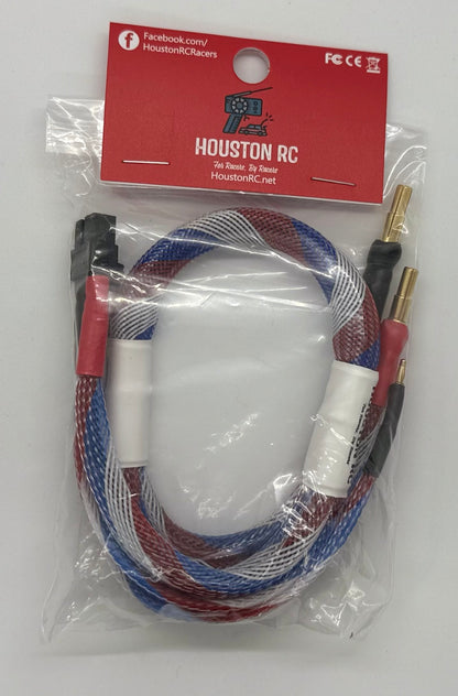 HoustonRC 2S 18” XT60 to 4-5mm Bullet Charge Leads RedWhiteBlue