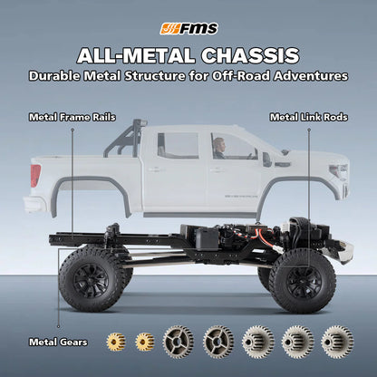 FMS FCX18S 1:18 GMC Sierra S RTR Brushless - FMS11853RTRWH-BL