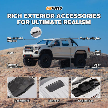 FMS FCX18S 1:18 GMC Sierra S RTR Brushless - FMS11853RTRWH-BL