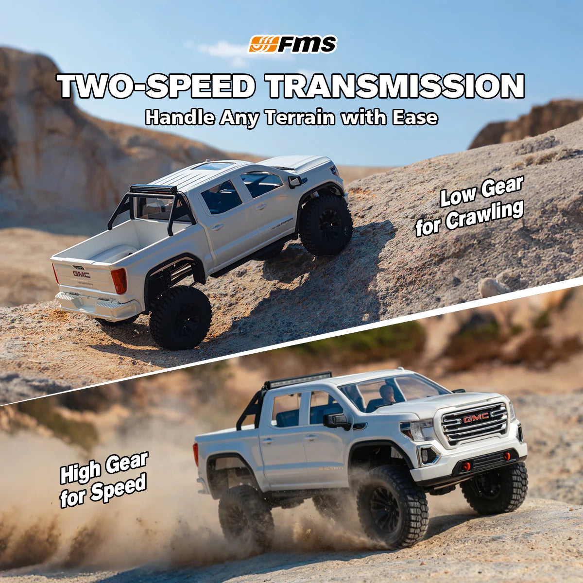 FMS FCX18S 1:18 GMC Sierra S RTR Brushless - FMS11853RTRWH-BL