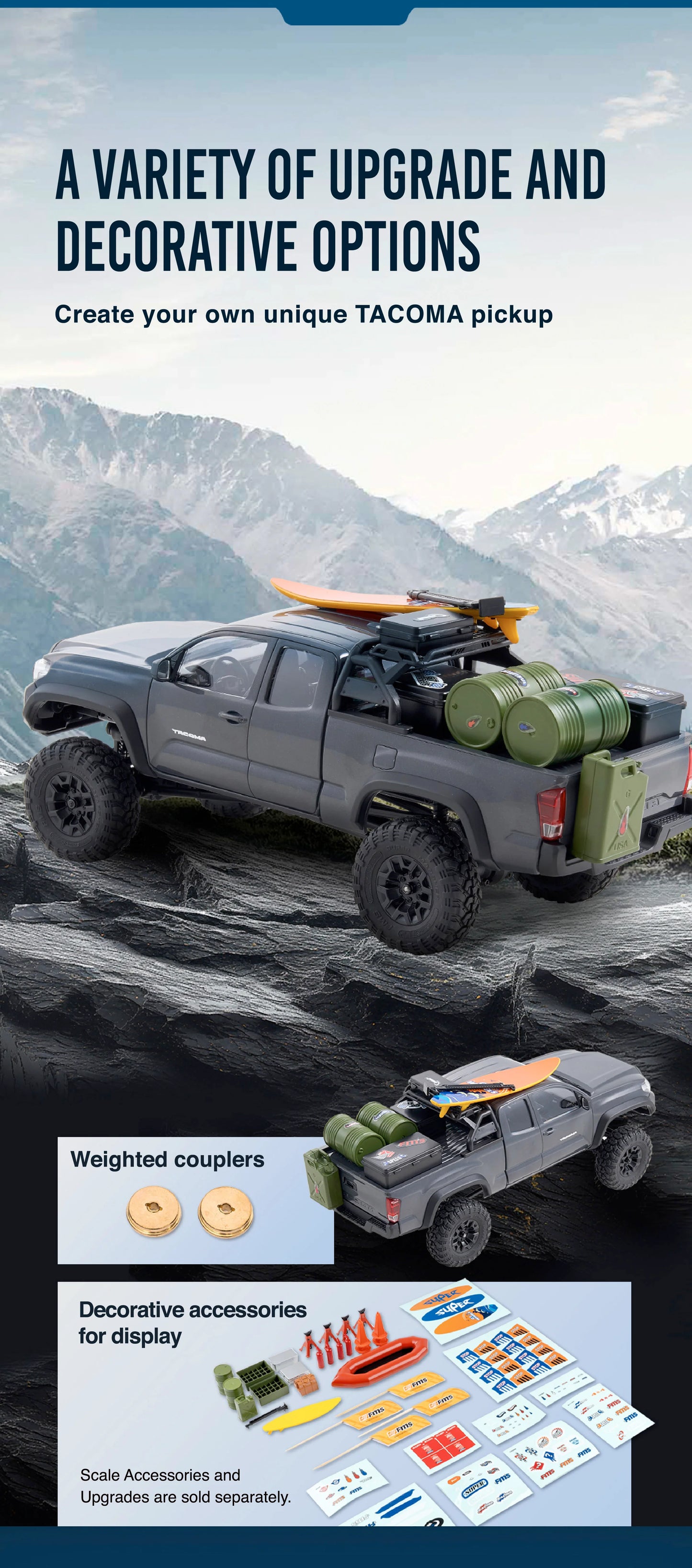 FMS FCX24M Toyota Tacoma 1/24 scale RTR (Gray) - ** Pre-Order for early December **