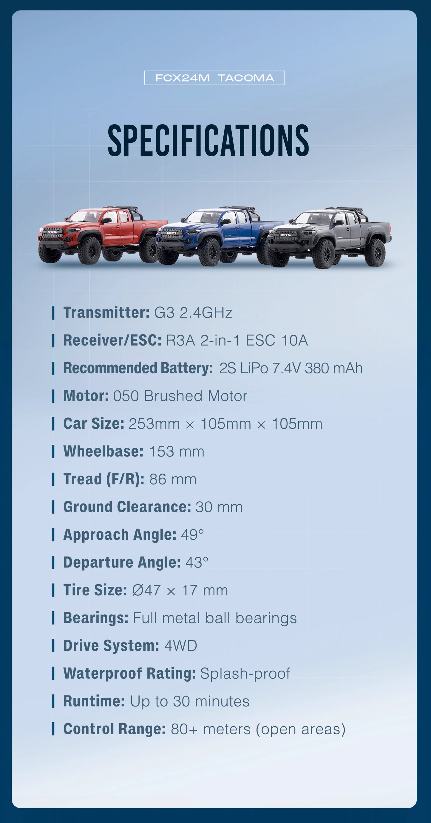 FMS FCX24M Toyota Tacoma 1/24 scale RTR (Gray) - ** Pre-Order for early December **