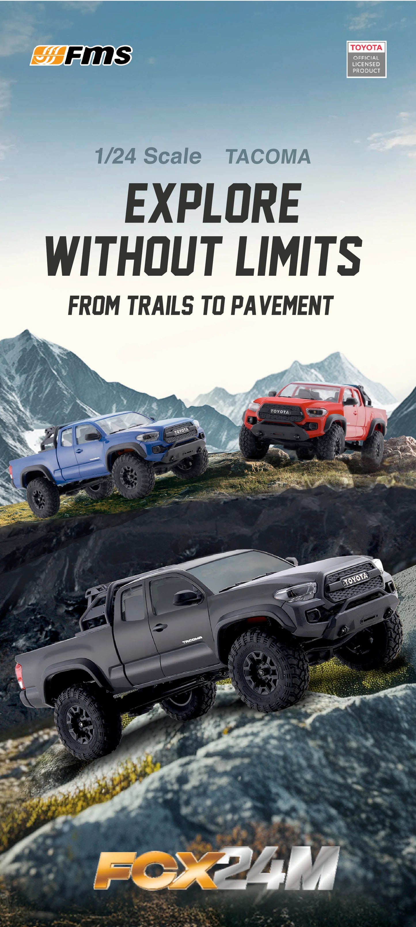 FMS FCX24M Toyota Tacoma 1/24 scale RTR (Gray) - ** Pre-Order for early December **