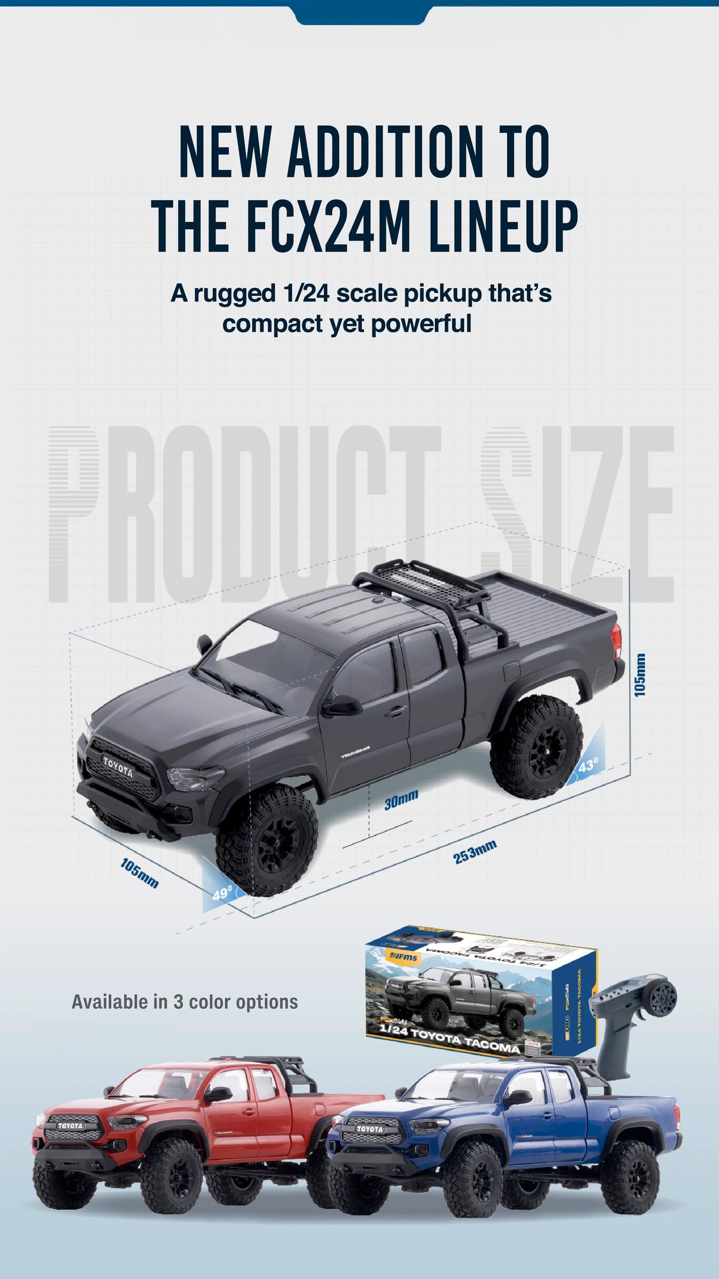 FMS FCX24M Toyota Tacoma 1/24 scale RTR (Gray) - ** Pre-Order for early December **