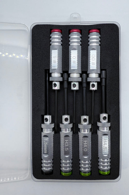 HoustonRC Tools - MiniZ Standard Kit - Silver Edition (#00, #0, #1, 1.5mm hex, 3.5, 4.0 and 4.5mm Nut Drivers)