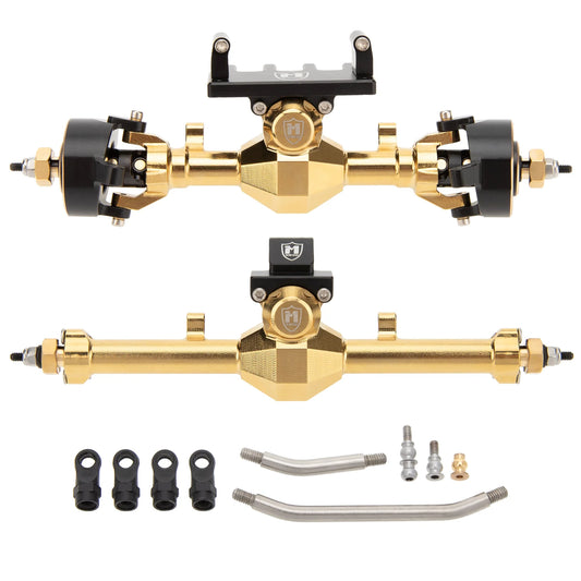 SCX24-01-KY1575 MEUS Racing SCX24 Metal Isokinetic Front and Rear Axles with 3-Section CVDs for 1/24 SCX24 Deadbolt C10 JLU Gladiator Bronco - Gold